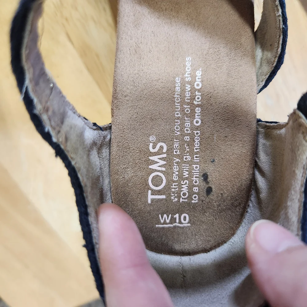 TOMS Women's Cork Platform Clarissa Wedges NAVY Cross Strap Sandals Size 10W